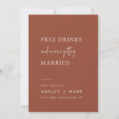 Save The Date Funny Boho Terracotta Script Mariage de boissons g (Devant)