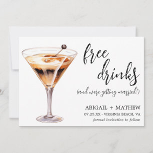 Save The Date Funny Chocolate Martini Cocktail Mariage photo