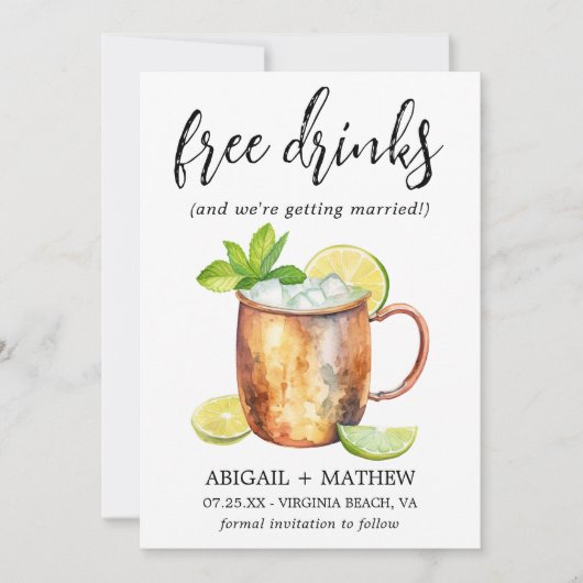 Save The Date Funny Classic Moscow Mule Cocktail Mariage photo (Devant)