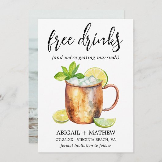 Save The Date Funny Classic Moscow Mule Cocktail Mariage photo (Devant / Derrière)