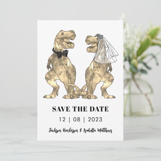 Save The Date Funny Dinosaur Mariage (Debout devant)