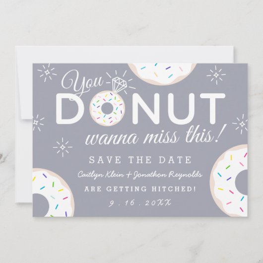 Save The Date Funny Donut Mariage à thème Enregistrer les dates (Devant)