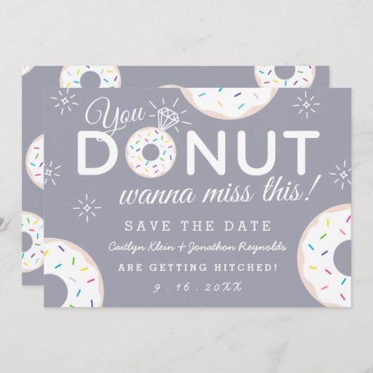 Save The Date Funny Donut Mariage à thème Enregistrer les dates (Devant / Derrière)