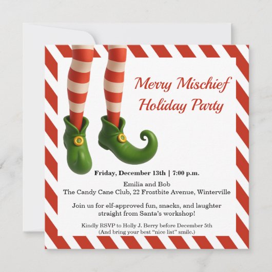 Save The Date Funny Elf Legs | North Pole Mischief Holiday Invit (Devant)