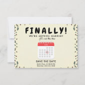 Save The Date Funny Finally Getting Married Postponed Wedding (Devant)