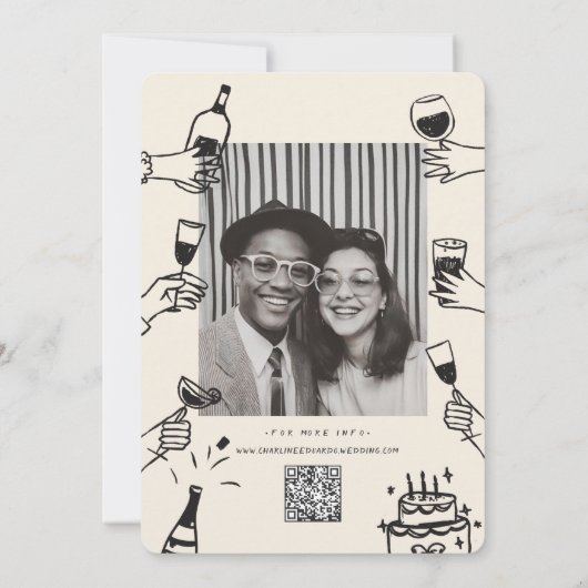 Save The Date Funny Free Cake Open Bar Photo Qr Code (Dos)