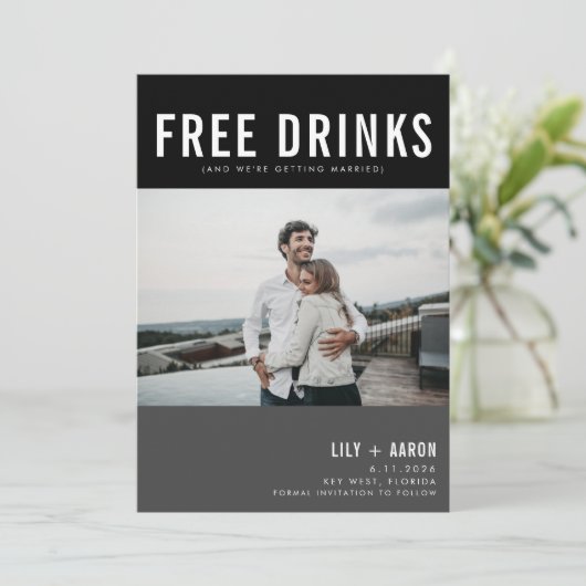 Save The Date Funny Free Dracks Mariage photo (Debout devant)