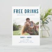 Save The Date Funny Free Drink Photo Engagement Wedding (Debout devant)
