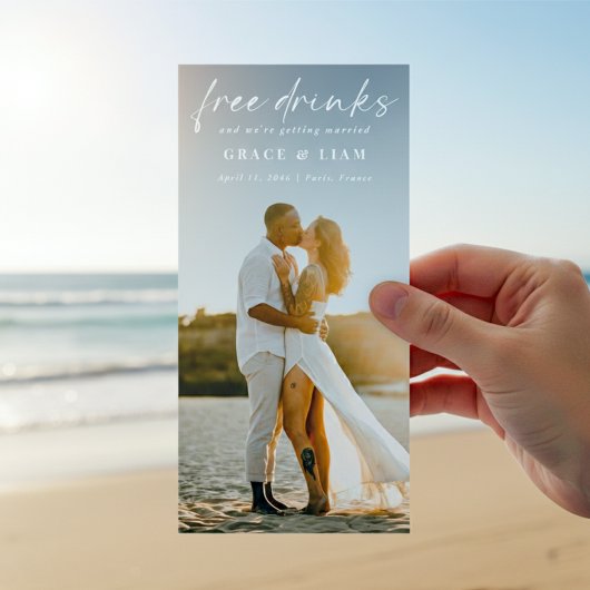 Save The Date Funny Free Drinks Bookmark Modern Photo