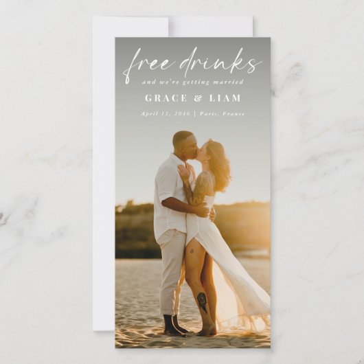 Save The Date Funny Free Drinks Bookmark Modern Photo (Devant)