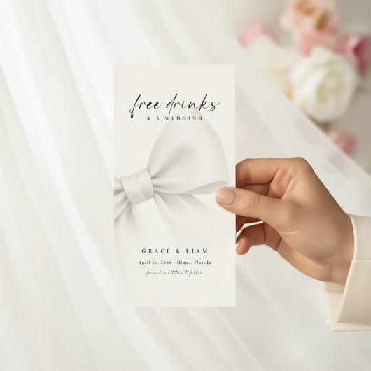 Save The Date Funny Free Drinks Bow Modern Script Bookmark