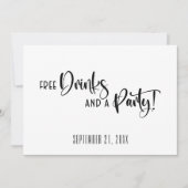 Save The Date Funny Free Drinks Party Mariage noir et blanc (Devant)