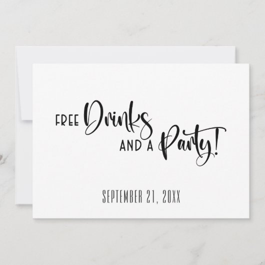 Save The Date Funny Free Drinks Party Mariage noir et blanc (Devant)