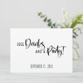 Save The Date Funny Free Drinks Party Mariage noir et blanc (Debout devant)