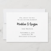 Save The Date Funny Free Drinks Party Mariage noir et blanc (Dos)