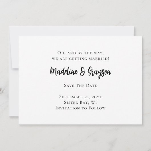 Save The Date Funny Free Drinks Party Mariage noir et blanc (Dos)