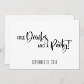 Save The Date Funny Free Drinks Party Mariage noir et blanc (Devant / Derrière)