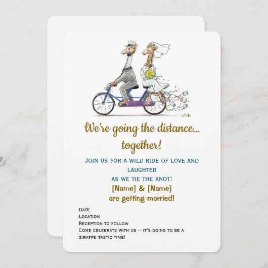 Save The Date Funny Giraffe Mariage (Devant / Derrière)