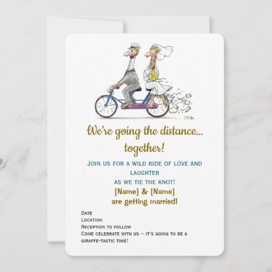 Save The Date Funny Giraffe Mariage (Devant)