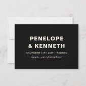 Save The Date Funny Gras moderne noir blanc Mariage de typograph (Dos)