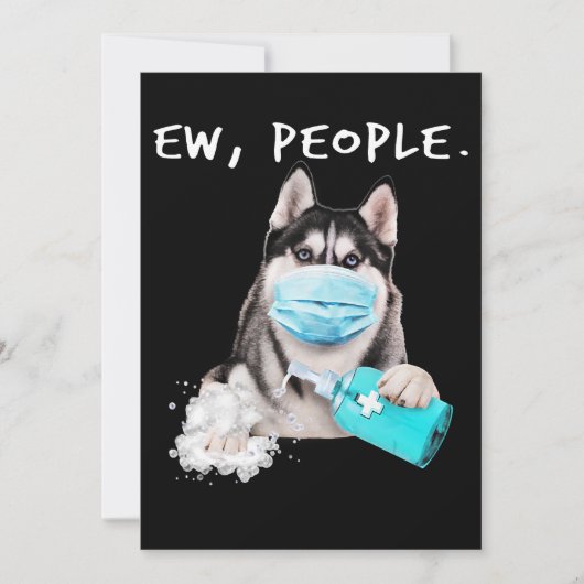 Save The Date Funny husky chev dog wearing a face mask (Devant)