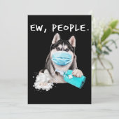 Save The Date Funny husky chev dog wearing a face mask (Debout devant)