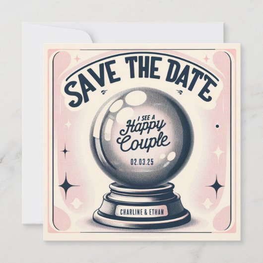 Save The Date Funny Magic Ball rose bleu foncé Enregistrer la da (Devant)