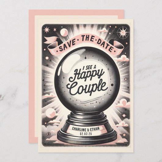 Save The Date Funny Magic Ball rose noir Enregistrer la date