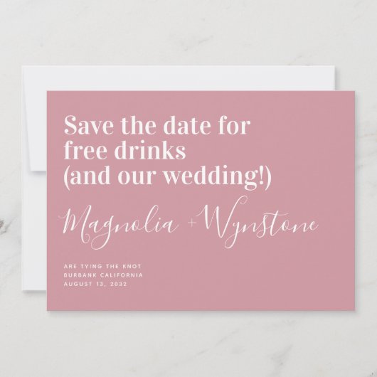 Save The Date Funny Mariage de boissons gratuites (Devant)