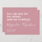 Save The Date Funny Mariage de boissons gratuites (Devant / Derrière)