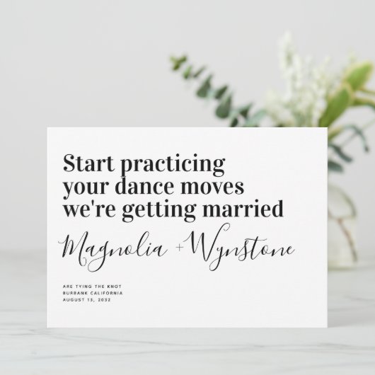 Save The Date Funny Mariage de typographie moderne (Debout devant)