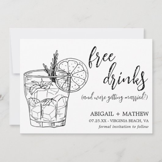 Save The Date Funny Modern Cocktail Croquis Mariage photo tendan (Devant)