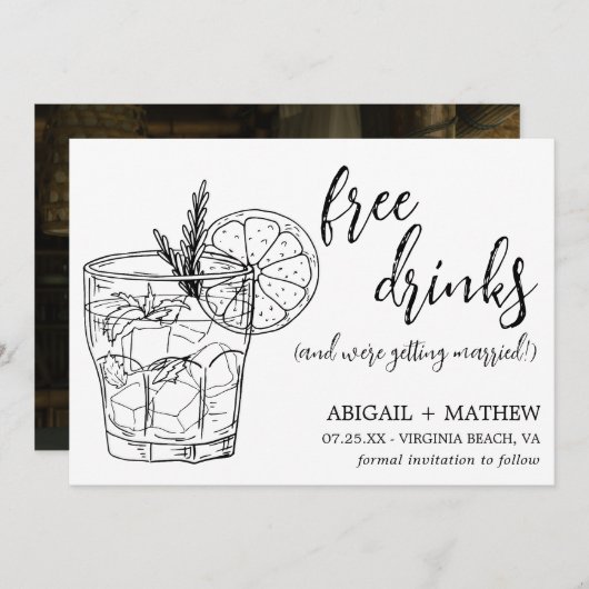 Save The Date Funny Modern Cocktail Croquis Mariage photo tendan (Devant / Derrière)