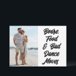Save The Date Funny Modern Photo Wedding Enregistrer la date<br><div class="desc">C'est drôle d'enregistrer les dates pour votre prochain mariage dans notre design Booze,  food and bad dance. Customisez ce mariage enregistrer la date avec vos photos et les détails du mariage.</div>
