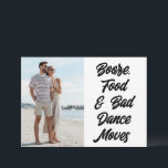 Save The Date Funny Modern Photo Wedding Enregistrer la date<br><div class="desc">C'est drôle d'enregistrer les dates pour votre prochain mariage dans notre design Booze,  food and bad dance. Customisez ce mariage enregistrer la date avec vos photos et les détails du mariage.</div>