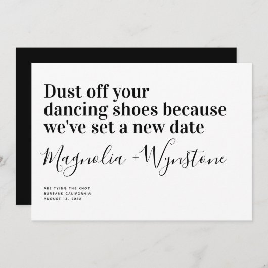 Save The Date Funny Modern Typography Mariage Changez la date (Devant / Derrière)