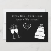 Save The Date Funny Open Bar Gratuit Gâteau et Mariage Enregistr (Devant)