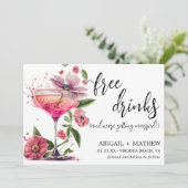 Save The Date Funny Pink Floral Cocktail Mariage photo tendance (Debout devant)