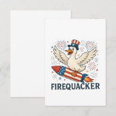 Save The Date Funny Rubber Duck USA Patriotic Firequacker 4e (Devant / Derrière)