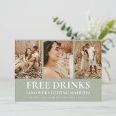 Save The Date Funny Sage Green Boissons gratuites Mariage photo  (Debout devant)