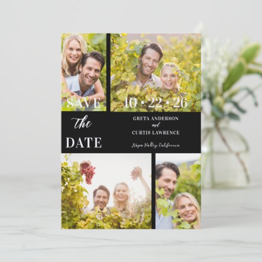Save The Date Funny & Stylish Unmatched 4 Multi Photos Wedding (Debout devant)