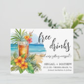 Save The Date Funny Tropical Cocktail Beach Mariage photo tendan (Debout devant)