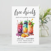 Save The Date Funny Tropical Fruit Cocktails Boire Photo Mariage (Debout devant)