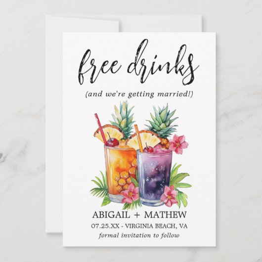 Save The Date Funny Tropical Pineappy Cocktails Mariage photo (Devant)