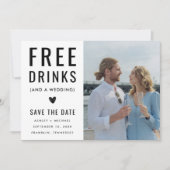 Save The Date Funny Unique boisson libre Qr Code Mariage photo (Devant)