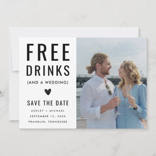 Save The Date Funny Unique boisson libre Qr Code Mariage photo (Devant)