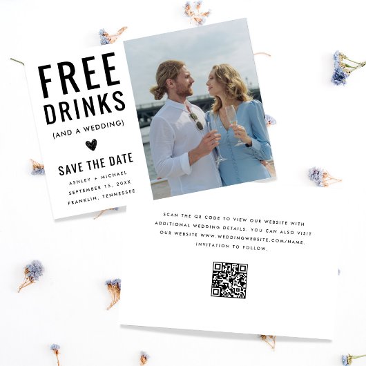 Save The Date Funny Unique boisson libre Qr Code Mariage photo