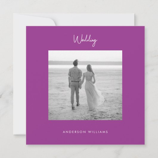 Save The Date Fushia Damask Photo Wedding Enregistrer La Date (Dos)