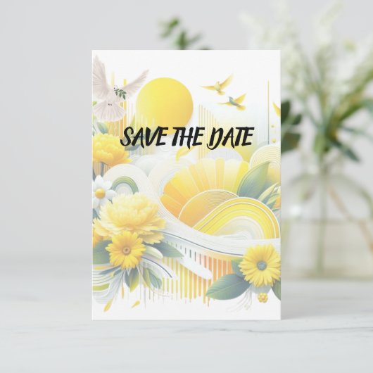 Save The Date Fusion ensoleillée : Jaune & Lime Conception vibra (Debout devant)