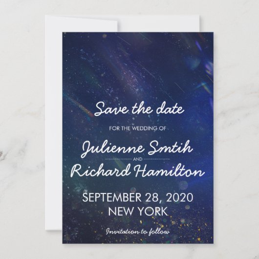 Save The Date Galaxie bleue Enregistrer la date | Écrit dans les (Devant)